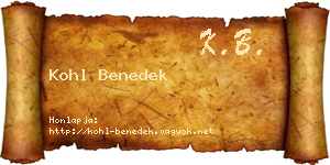 Kohl Benedek névjegykártya